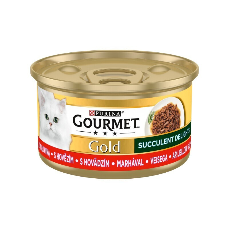 Konservuotas kačių ėdalas su jautiena GOURMET GOLD,  85 g