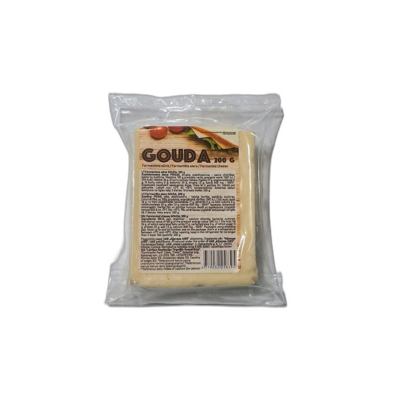 Fermentinis sūris GOUDA, 45% rieb., gab., 200 g