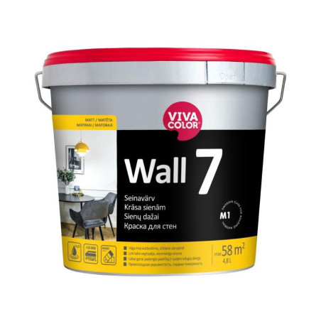 Sienų dažai Vivacolor Wall 7, balta, 4.8 l