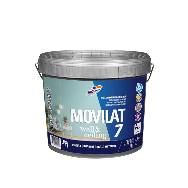 Dispersiniai dažai Rilak Movilat 7, balta, 3.6 l