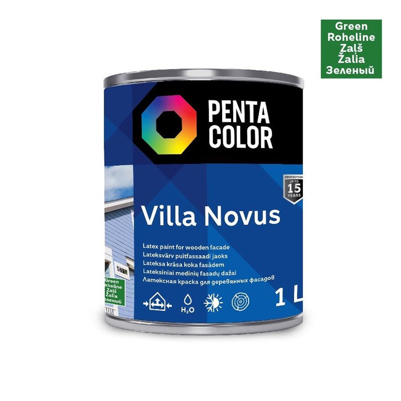 Fasado dažai Pentacolor Villa Novus, žalia, 1 l