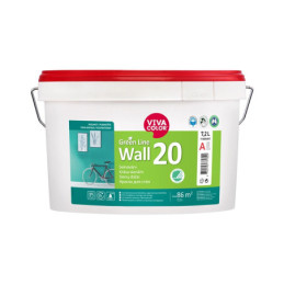 Dažai Vivacolor Green Line Wall 20 A, balti, 7.2 l