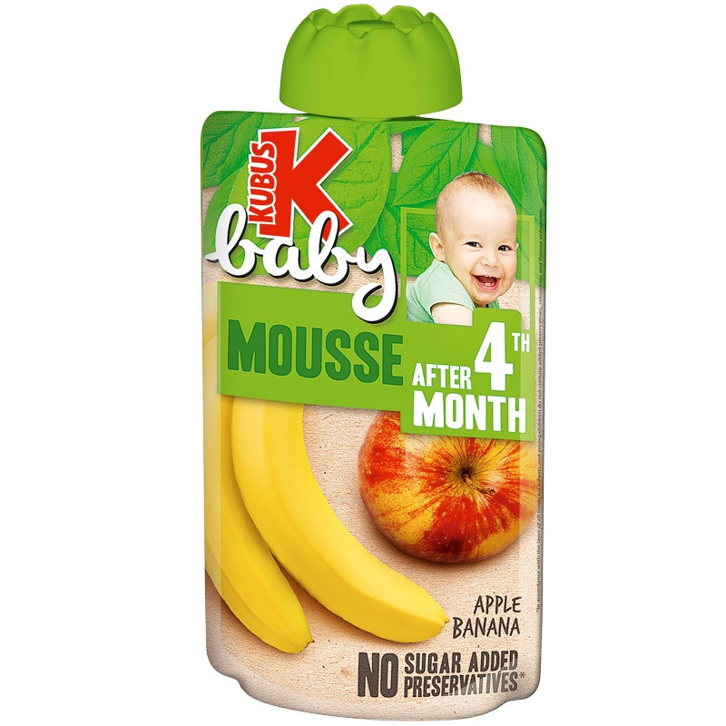 Tyrelė kūd. KUBUŠ BABY vaisių sk. su VitC (nuo 4 mėn.), 100g