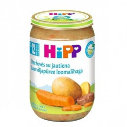 Ekol. daržovių tyrelė HIPP su jautiena (nuo 12 mėn.), 220 g