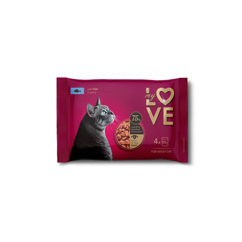 Konservuotas kačių ėdalas MY LOVE su žuvimi, 4x85 g