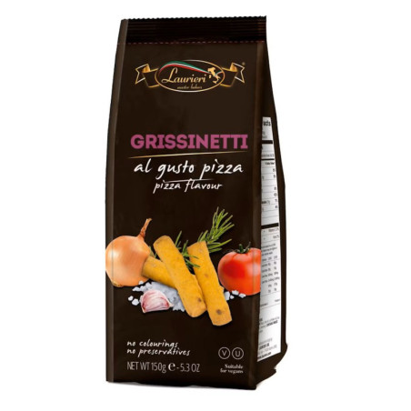 Mini duonos lazdelės LAURIERI GRISSINETTI picos skonio, 150 g