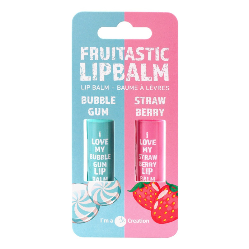 Lūpų balzamas FRUITASTIC BUBBLE GUM & STRAWBERRY,  2 x 4,2 g 1 vnt