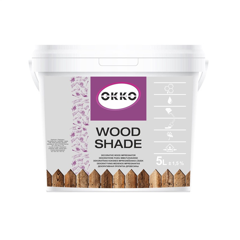 Impregnantas Okko Wood Shade, tamsaus ąžuolo spalvos, 5 l