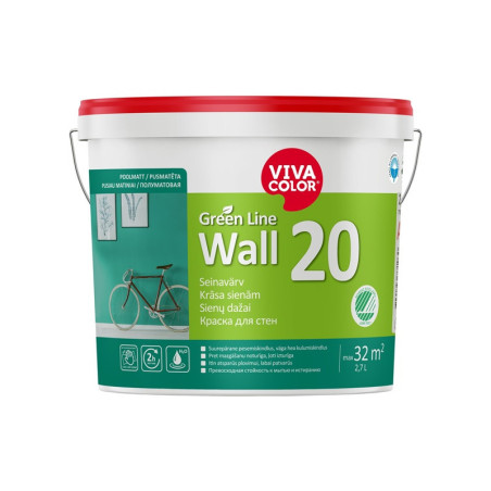 Dažai Vivacolor Green Line Wall 20 A, balti, 2.7 l