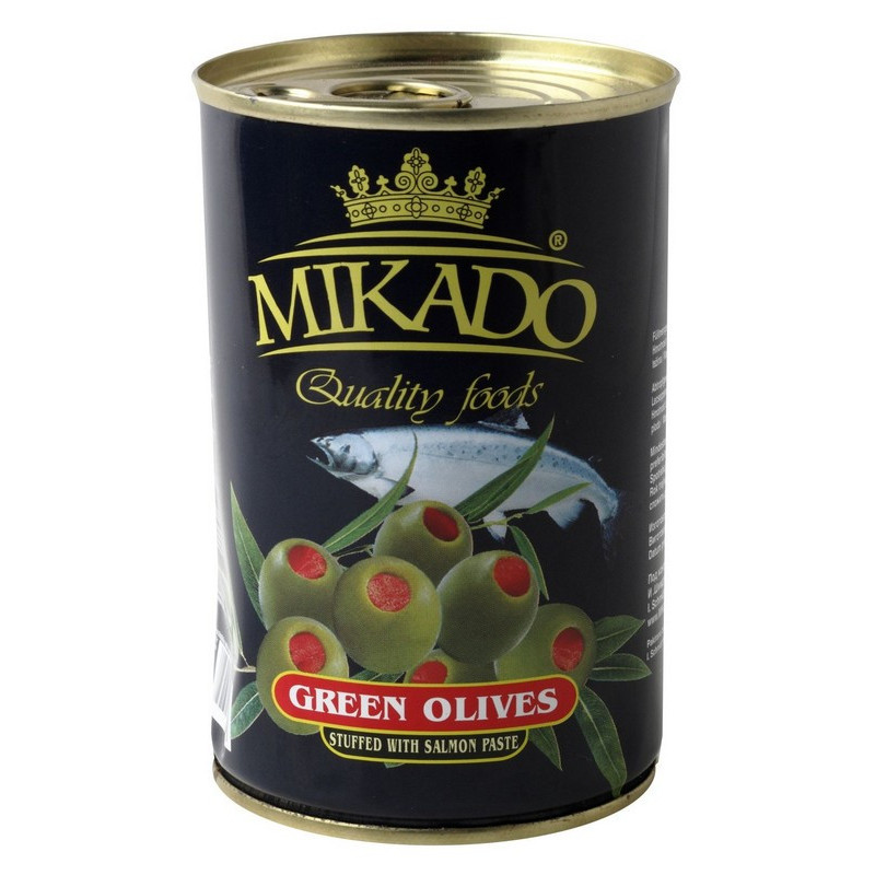 Žaliosios alyvuogės MIKADO, su lašišų įdaru, 300 g