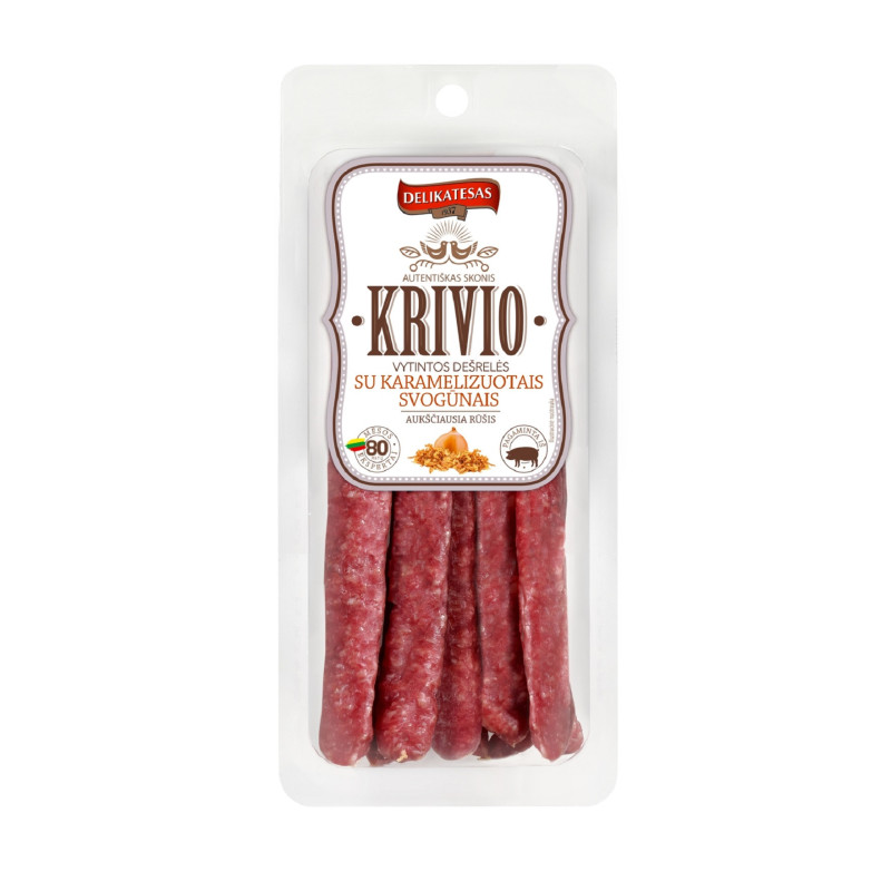 Vytintos KRIVIO dešrelės su karamelizuotais svogūnais  190g
