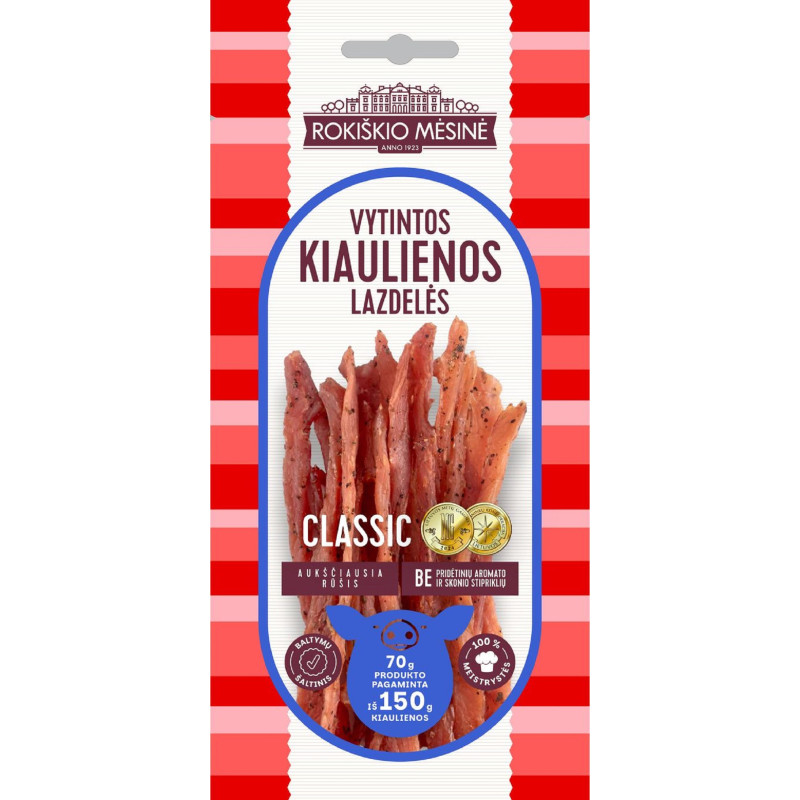 Vytintos kiaulienos lazdelės CLASSIC a.r. maiš  70 g