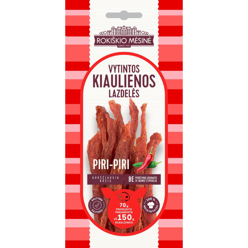 Vytintos kiaulienos lazdelės PIRI PIRI aštrios a.r. maiš  70 g