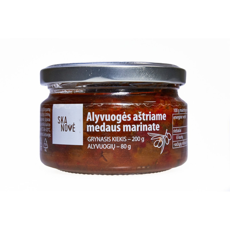 Alyvuogės aštriame medaus marinate SKANOVĖ, 200 g