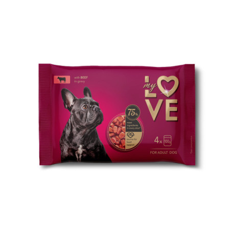 Konservuotas šunų ėdalas MY LOVE su jautiena, 4x100 g