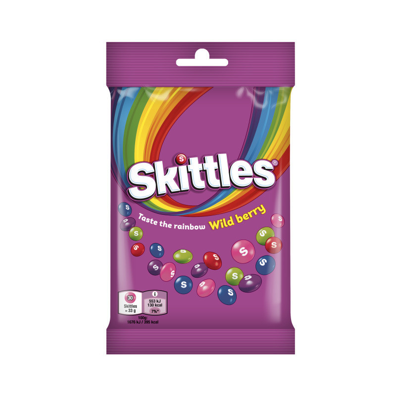 Kramtomieji saldainiai SKITTLES, Wild Berry lauk.uogų sk. 95 g