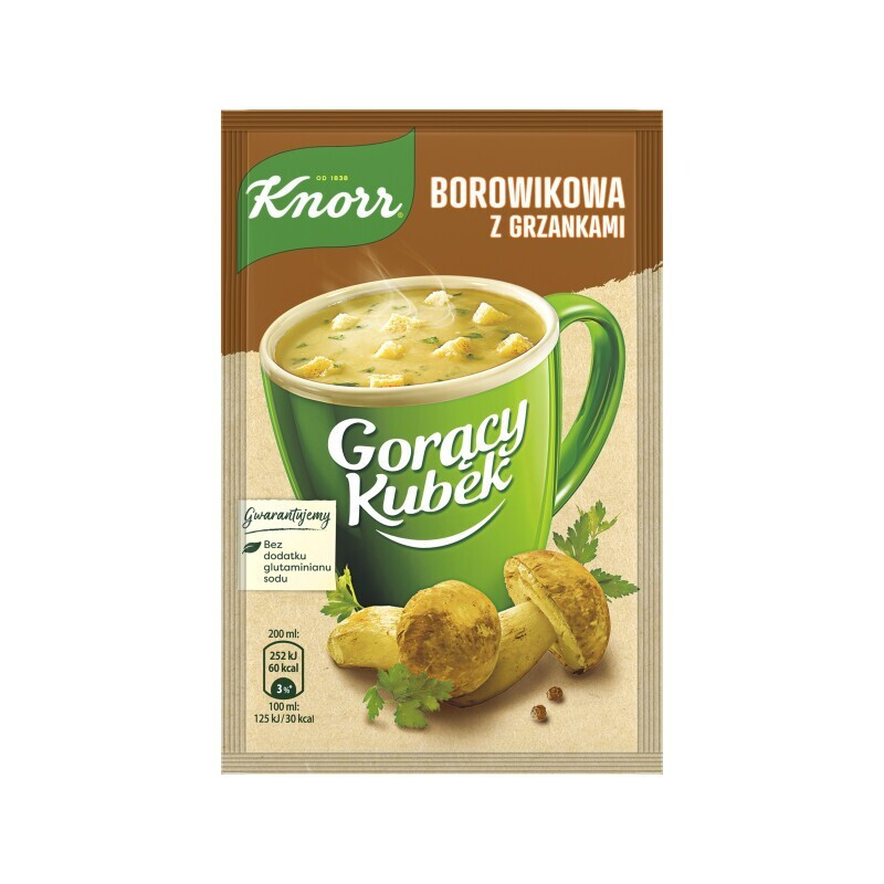 Tiršta baravykų sriuba KNORR su skrebučiais, 15 g