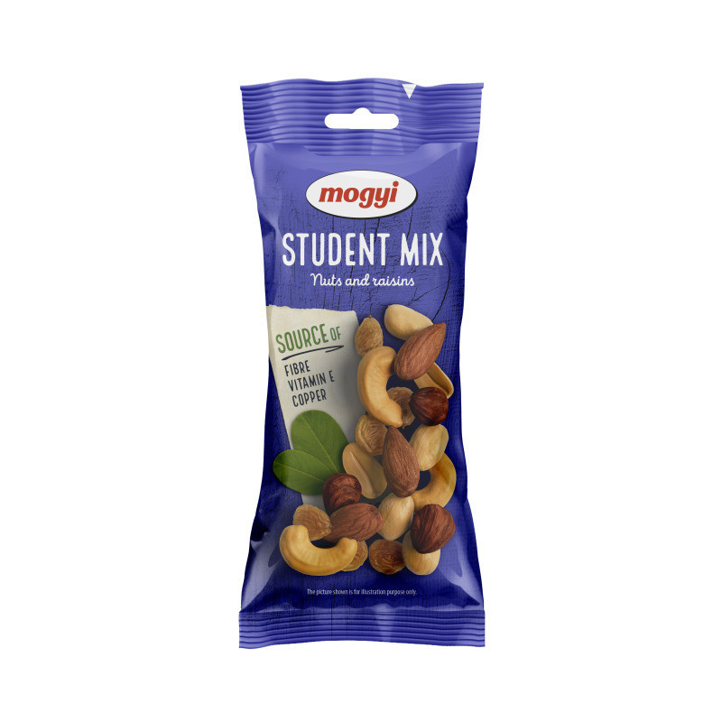 Riešutų mišinys MOGYI STUDENT MIX, su razinomis, 70 g