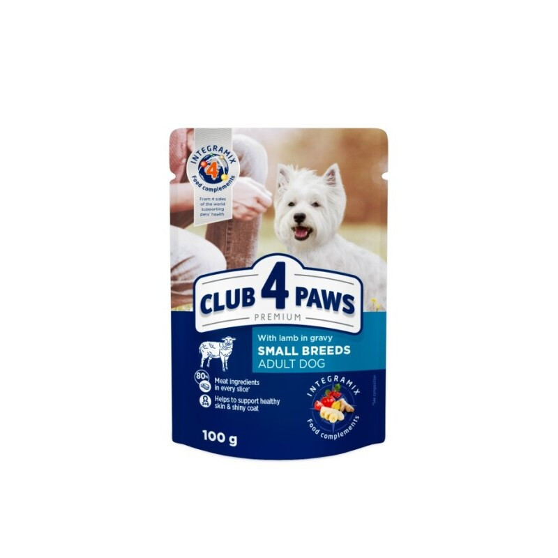 Konservuotas šunų ėdalas CLUB 4 PAWS su ėriena, 100 g