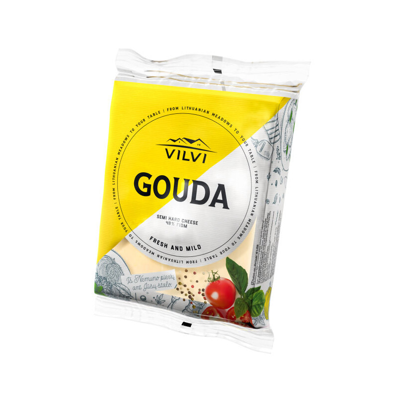 Puskietis sūris VILVI GOUDA, 48 %, RSM, 240 g