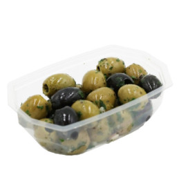 Marinuotos žal.,juod.alyv. PERLA su česnaku ir žolel., 150 g