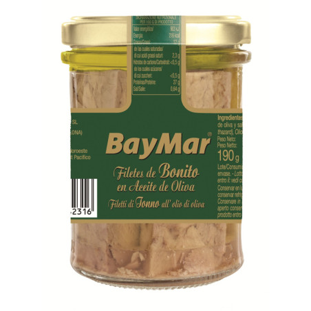 Baltojo tuno file alyvuogių aliejuje BAYMAR, 180 g