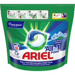 Skalbimo kapsulės Ariel, ALL-IN-1 MONTAIN SPRING, 65 vnt,1690 g