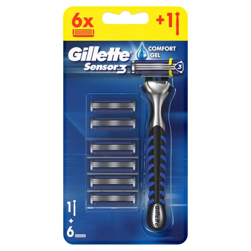 Vyr. skustuvas Gillette SENSOR 3 1vnt + 5 galvutės, 1 vnt
