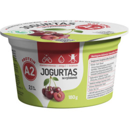 Jogurtas A2 su vyšniomis ir vitam., be lakt., 2,1%rieb.,180g