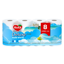 Tualetinis popierius RUTA PURE WHITE DELUX, 3 sl., 8 rit., 1 vnt