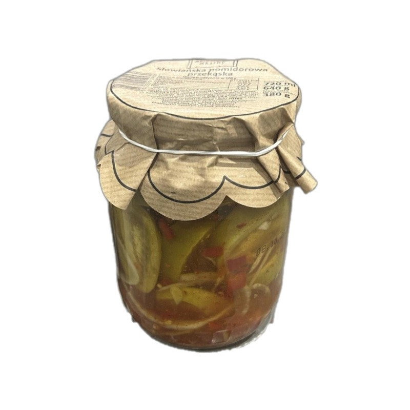 Marinuoti pomidorai, pjaustyti, su ciberžole, 640 g