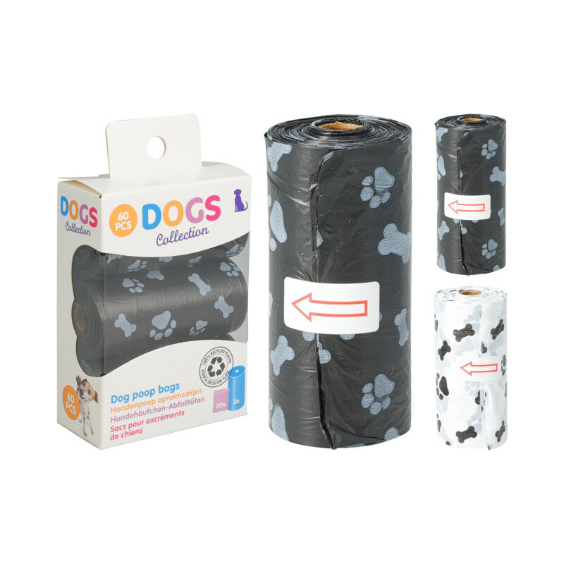 Šunų ekskrementų maišeliai DOGS, 60 vnt.