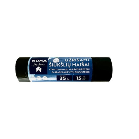 Užrišami šiukšlių maišai NOMA for HOME, LDPE, 35l, 15 vnt