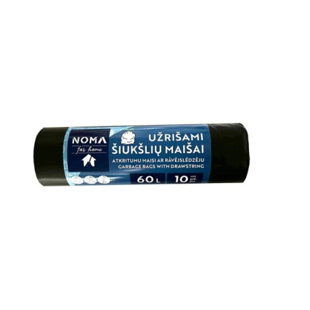 Užrišami šiukšlių maišai NOMA for HOME,  LDPE, 60l, 10vnt