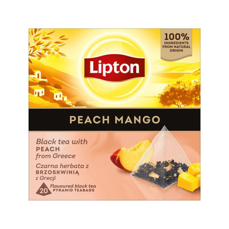 Arom. juodoji arbata LIPTON,persikų-mangų sk., 20 vnt., 34 g