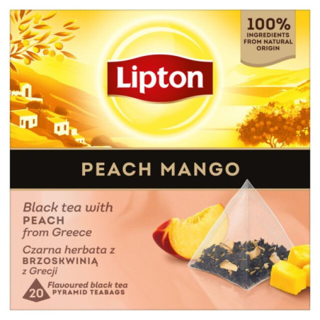 Arom. juodoji arbata LIPTON,persikų-mangų sk., 20 vnt., 34 g