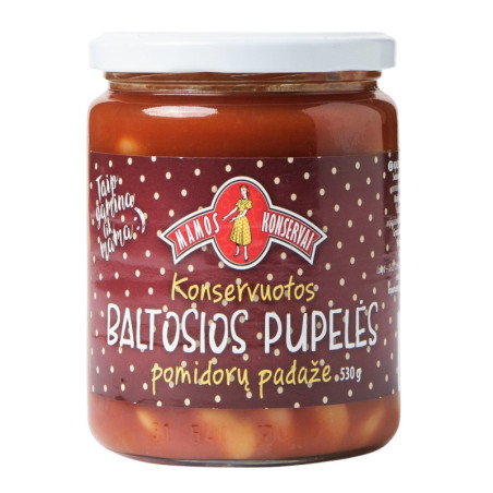 Baltosios pupelės pomidorų padaže MAMOS KONSERVAI, 530 g