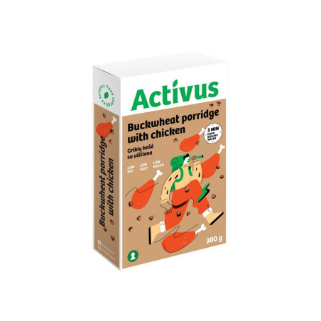 Grikių dribsnių košė ACTIVUS su vištiena, dėžutėje, 300 g