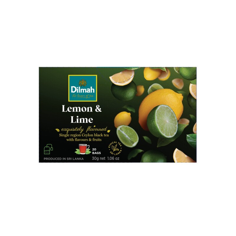 Juodoji arbata DILMAH, LEMON&LIME, 20 vnt., 30 g