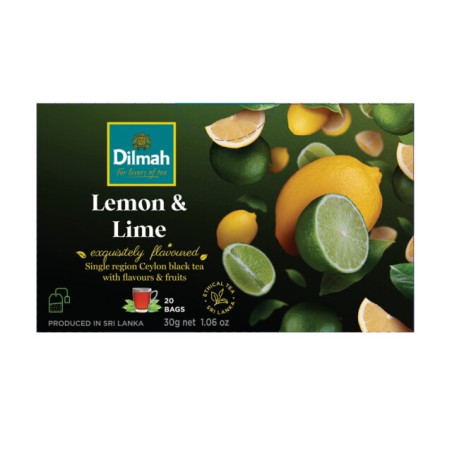 Juodoji arbata DILMAH, LEMON&LIME, 20 vnt., 30 g