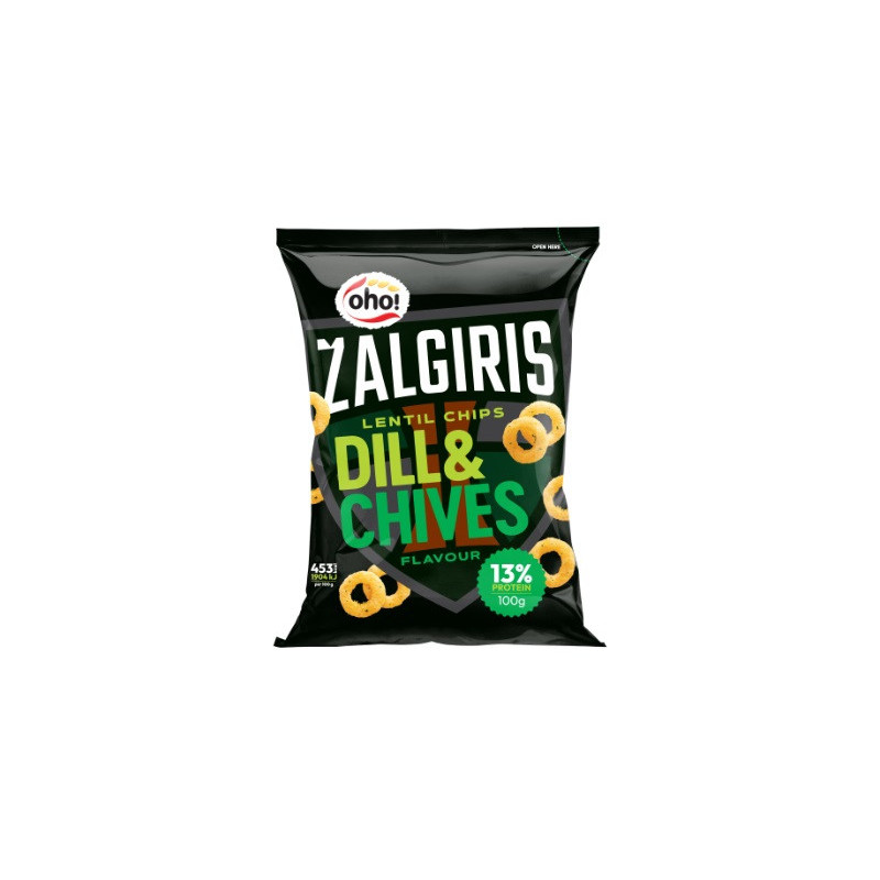Lęšių traškučiai OHO, Žalgiris krapų ir laiškinių česnakų skonio, 100g