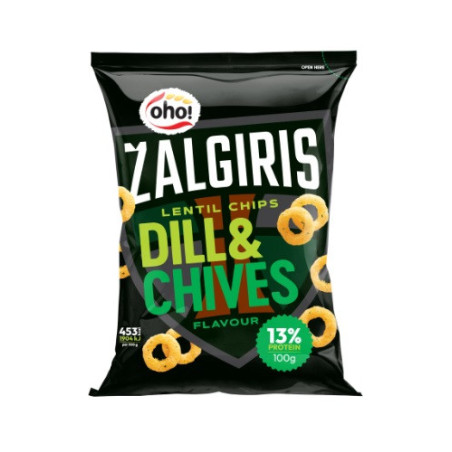 Lęšių traškučiai OHO, Žalgiris krapų ir laiškinių česnakų skonio, 100g