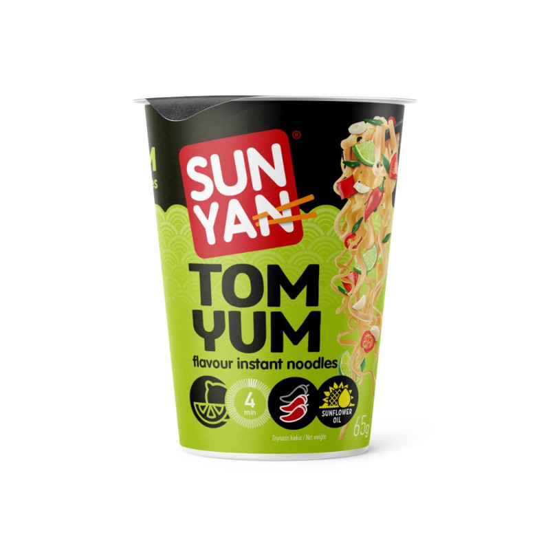 Greitai paruošiami makaronai SUN YAN TOM YUM sk., ind., 65 g