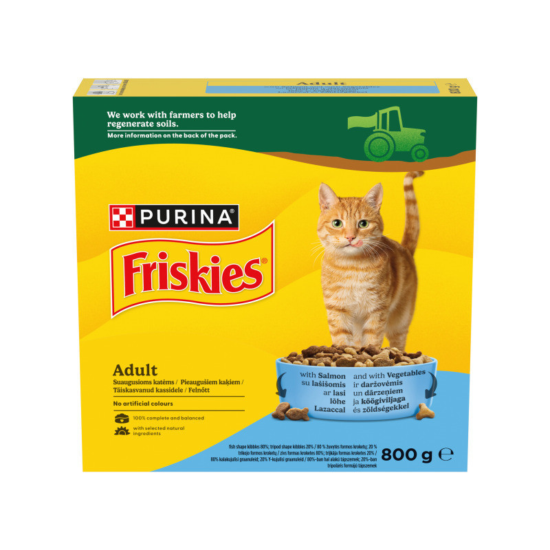Sausas kačių ėdalas lašišos ir darž. sk. FRISKIES, 800 g