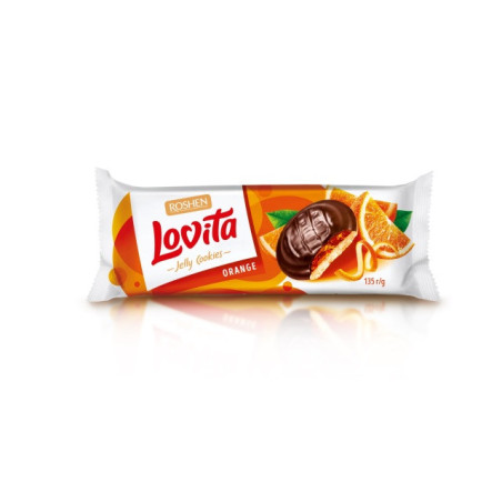 Sausainiai LOVITA su apelsinų skonio želiniu įd., 135 g