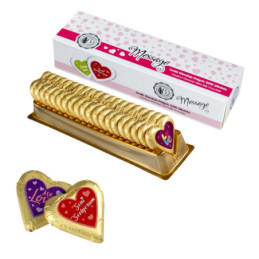 Šokoladinės širdutės MESSAGE Gianduja 21g dėžutėje