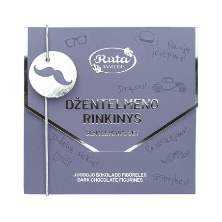 Juodojo šokolado (75 %) figūrėlės DŽENTELMENO RINKINYS, 45 g