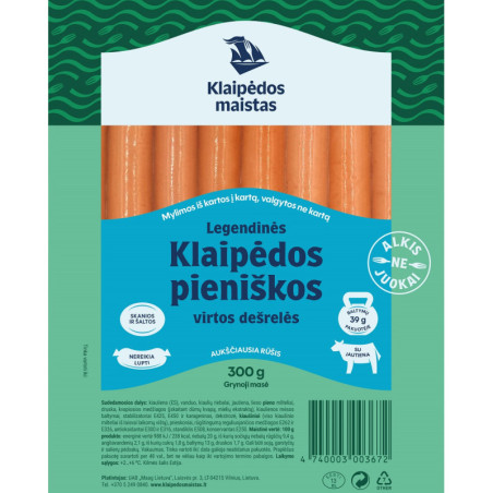 Virtos dešrelės pieniškos KLAIPĖDOS, a.r., 300 g