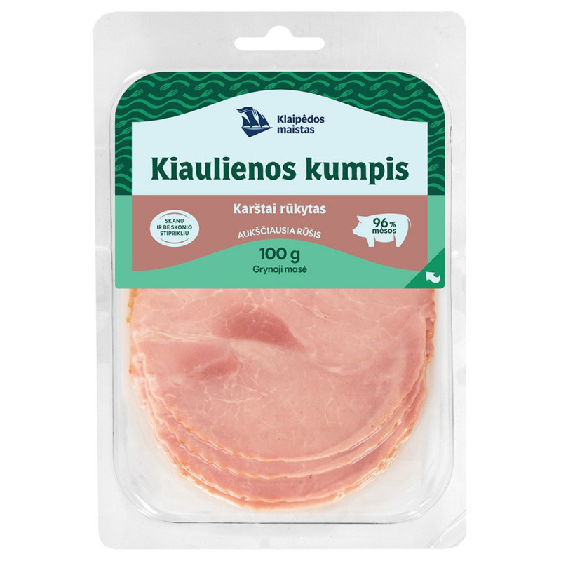 Karštai rūkytas kiaulienos kumpis KLAIPĖDOS, a.r., 100 g