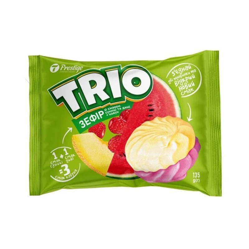 Zefyrai Trio melionų ir žemuogių skonio, 50 g